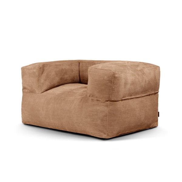 Puof a sacco marrone con rivestimento in velluto a coste MooG – SLOWDOWN