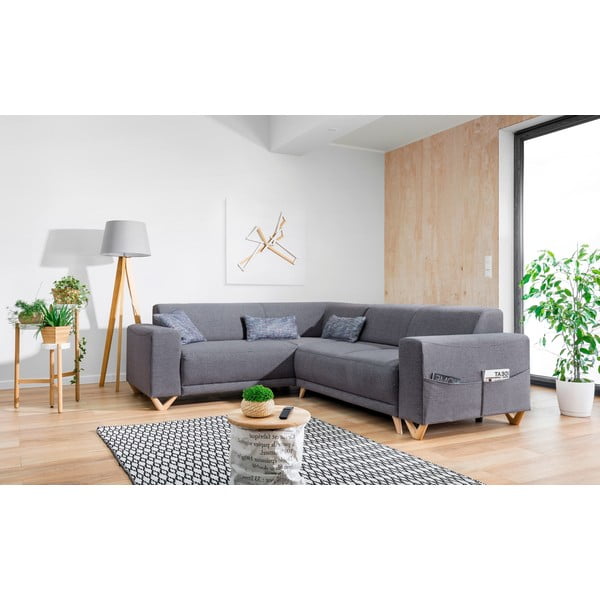 Divano angolare grigio allungabile e con contenitore (con penisola a sinistra/a L) Classy Sophie – Miuform-image-3