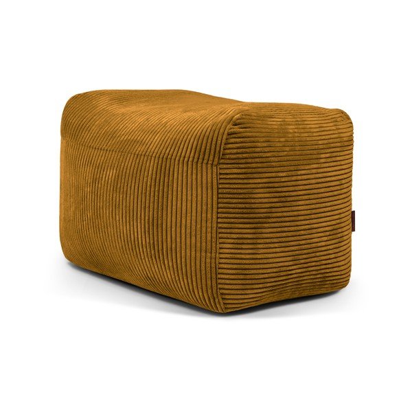 Puof a sacco color senape con rivestimento in velluto a coste Plus 70 Lounge – SLOWDOWN