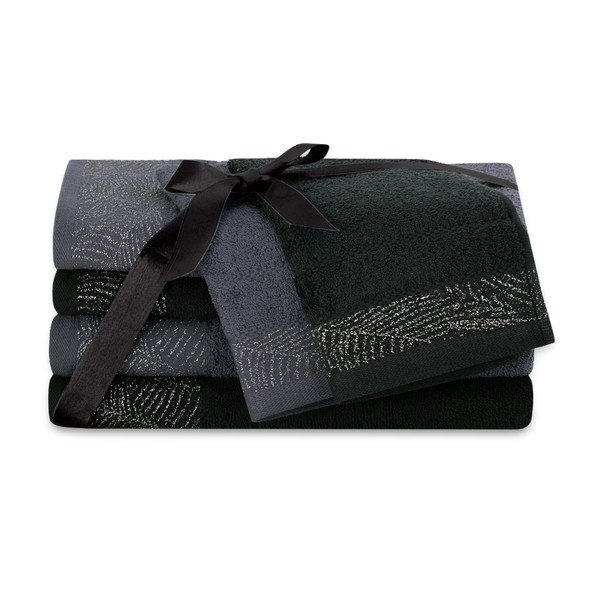 Set di asciugamani per viso e corpo tipo terry neri/grigi in cotone 6 pz Bellis – Restilo-image-1