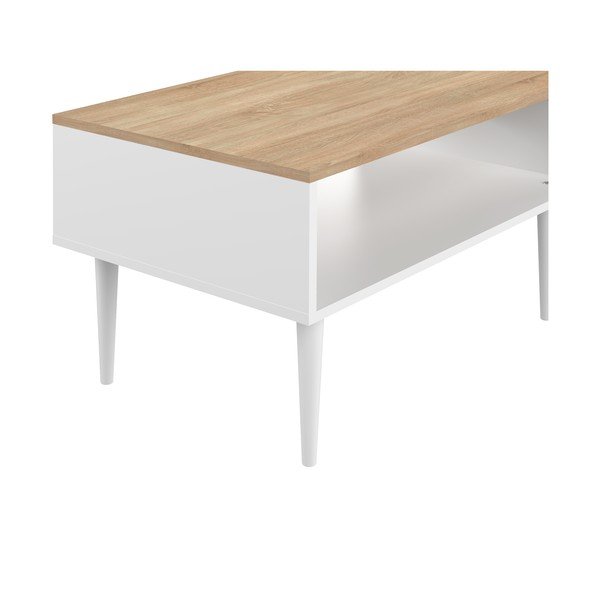 Tavolino bianco con piano in rovere 80x47 cm Horizon - TemaHome-image-4