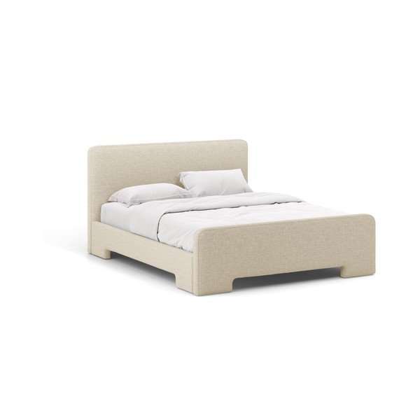 Letto matrimoniale imbottito beige con rete inclusa 180x200 cm Eda – Micadoni 