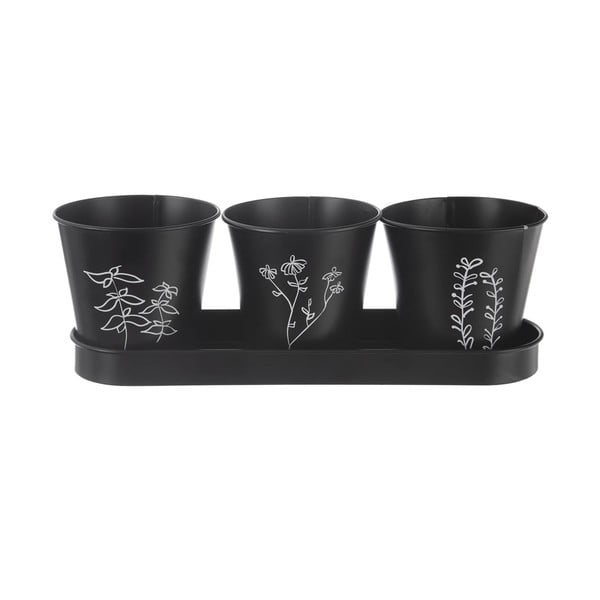 Set di vasi in metallo per erbe aromatiche 3 pz ø 11 cm Black - Orion