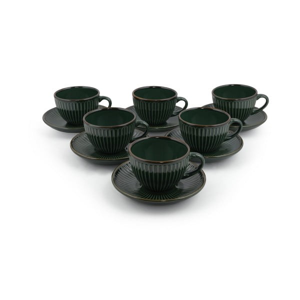 Tazze in ceramica verde scuro in set da 6 pezzi 0,21 l - Hermia