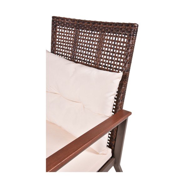 Sedia a dondolo in legno marrone scuro con tavolino Sinaloa - Garden Pleasure-image-3