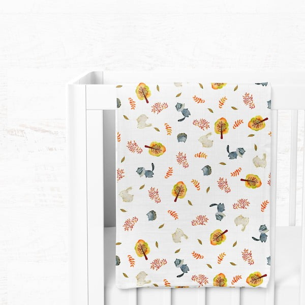 Coperta per bambini bianca in mussola 75x100 cm Forest – Mijolnir-image-3