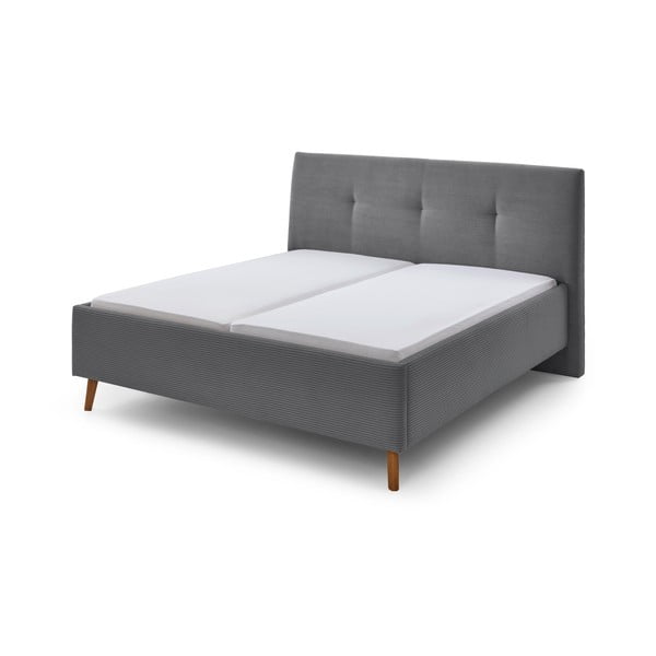 Letto matrimoniale imbottito grigio con contenitore con rete inclusa 180x200 cm Madea – Meise Möbel