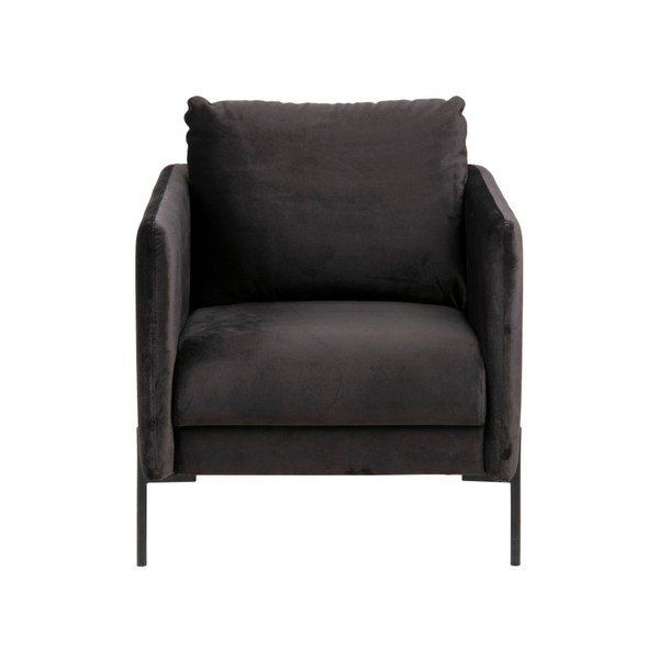 Poltrona in velluto nero antracite Kingsley - Actona