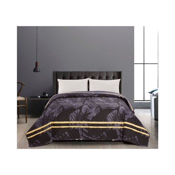 Copriletto bifacciale in microfibra grigio e nero Turmeric, 260 x 280 cm - DecoKing-image-1