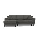 Divano angolare grigio scuro allungabile e con contenitore (con penisola a sinistra/con chaise lounge) con rivestimento in velluto a coste Kyoto – Cosmopolitan Design