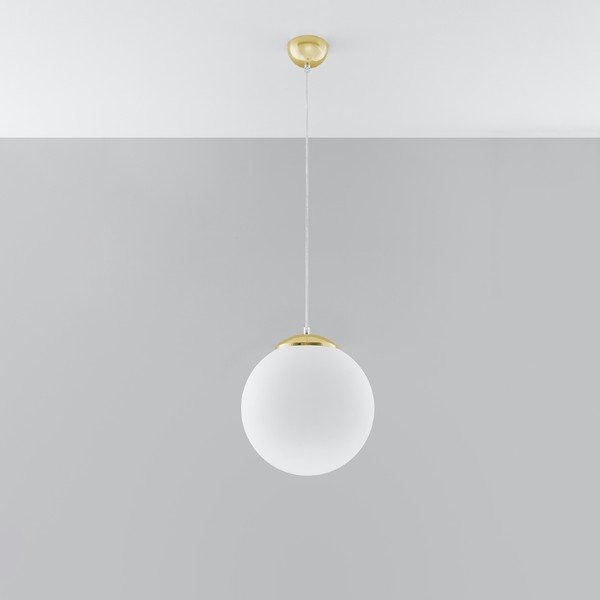 Lampada a sospensione color oro con paralume in vetro ø 30 cm Cezab - Sollux-image-2