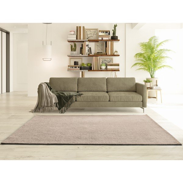 Tappeto in microfibra beige 120x170 cm Coraline Liso - Universal-image-2