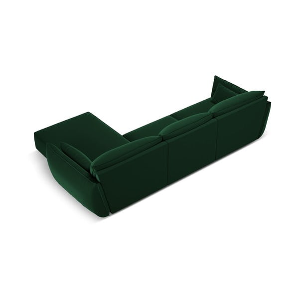 Divano angolare verde scuro (con penisola a destra/con chaise lounge) con rivestimento in velluto Vanda – Mazzini Sofas-image-3