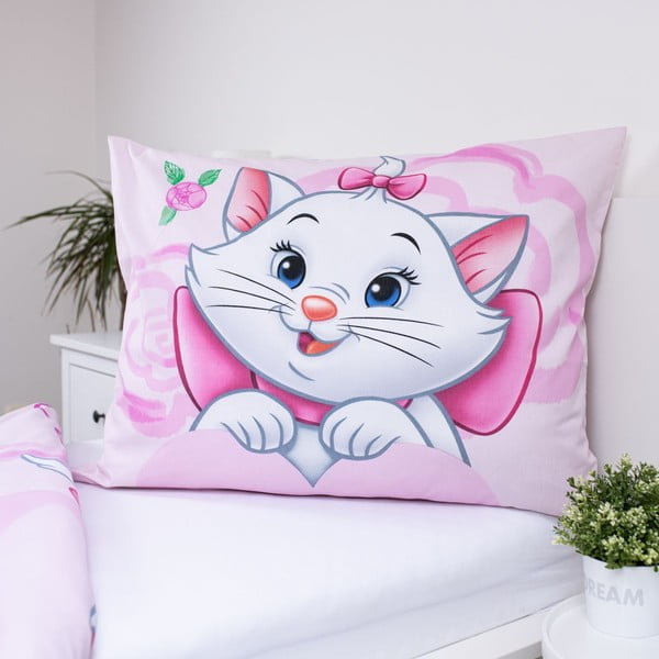 Set copripiumino e federa da bambini rosa in cotone per letto singolo 140x200 cm Marie Cat "Pink" – Jerry Fabrics-image-3
