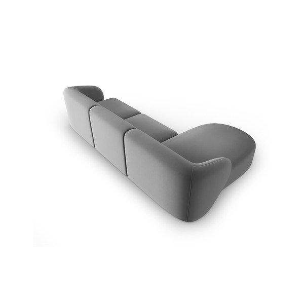 Divano angolare grigio (con penisola a sinistra/con chaise lounge) con rivestimento in velluto Paolo – Milo Casa-image-3