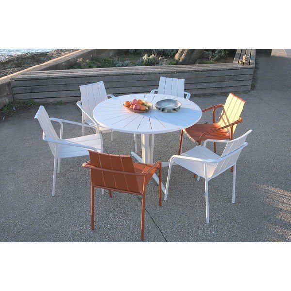 Set di 4 sedie da giardino in metallo arancione Fleole - Ezeis-image-3