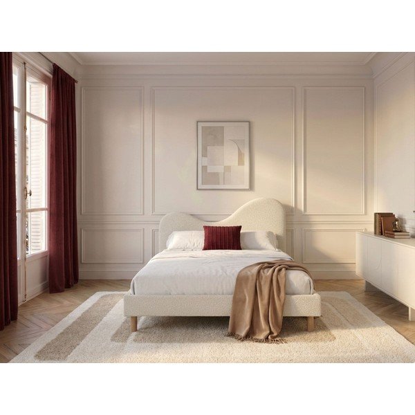 Letto matrimoniale imbottito bianco imbottito con rete inclusa 180x200 cm Celina – Bobochic Paris-image-2