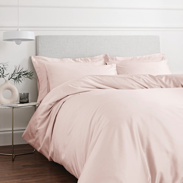 Biancheria da letto in cotone sateen rosa Blush, 200 x 200 cm - Bianca-image-1