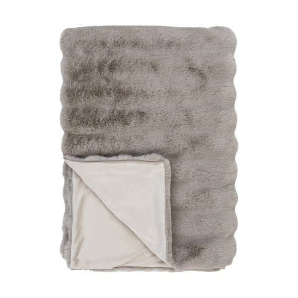 Coperta grigia/beige in pelliccia finta 130x180 cm Galena – House Nordic