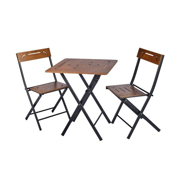 Set da pranzo da giardino marrone scuro per 2 persone Bistro - Floriane Garden-image-2