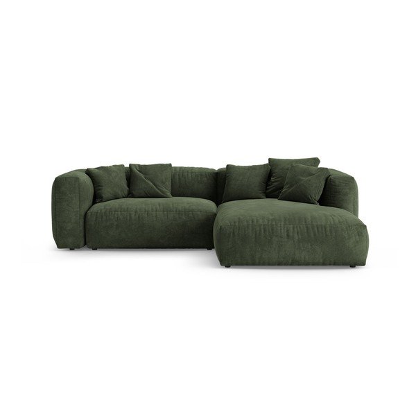 Divano angolare componibile verde allungabile (con penisola a destra/con chaise lounge) con rivestimento in velluto – Micadoni 