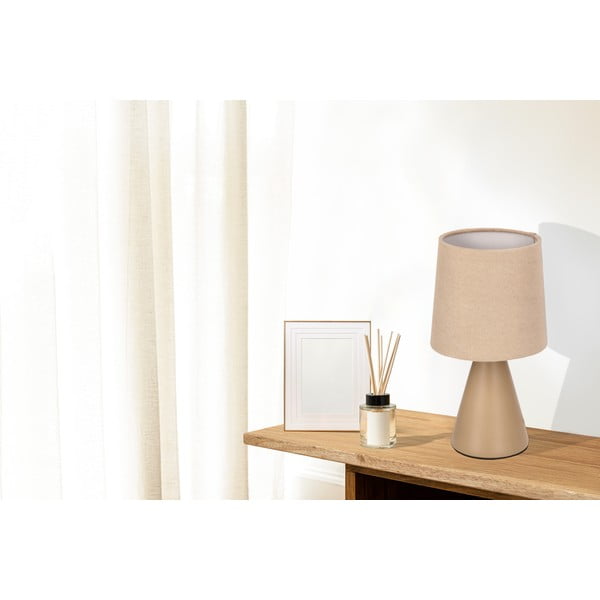 Lampada da tavolo beige con paralume in tessuto (altezza totale 24,5 cm) Satti – Candellux Lighting-image-1