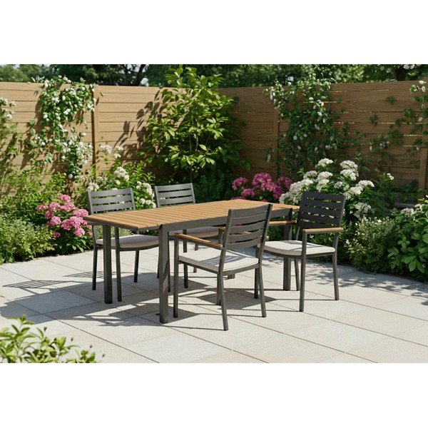 Sedie da esterno in set color antracite in metallo 4 pz Henna   – Bizzotto-image-1