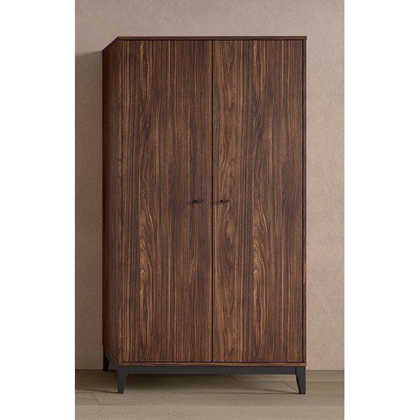 Armadio colore naturale scuro con effetto noce 100x190,5x55 cm Ilyas – Vipack-image-1