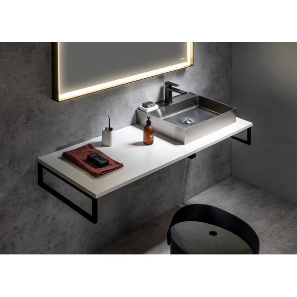 Lavabo argentato in acciaio inox 55x42 cm Aurum – Sapho-image-3