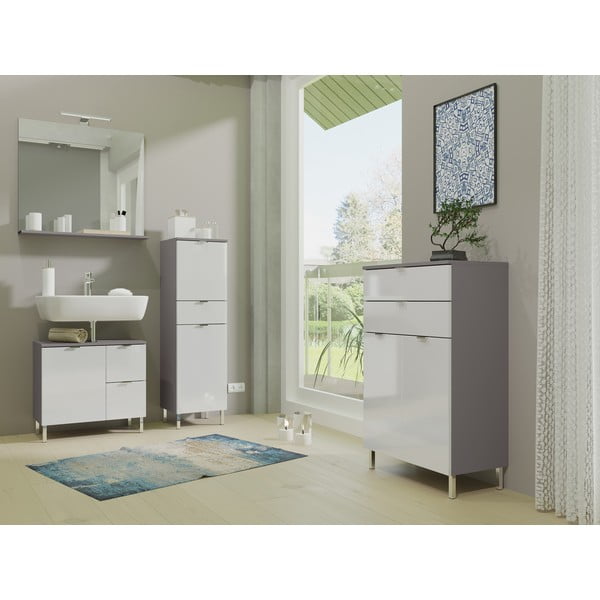 Mobile bagno alto bianco e grigio 34x120 cm Mauresa - Germania-image-3