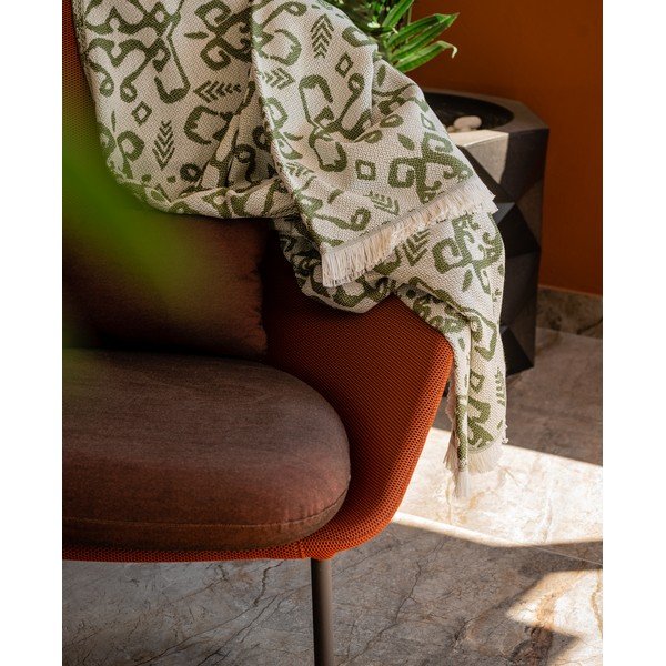 Plaid verde scuro con cotone Lino estivo, 140 x 180 cm Mykonos - Euromant-image-1