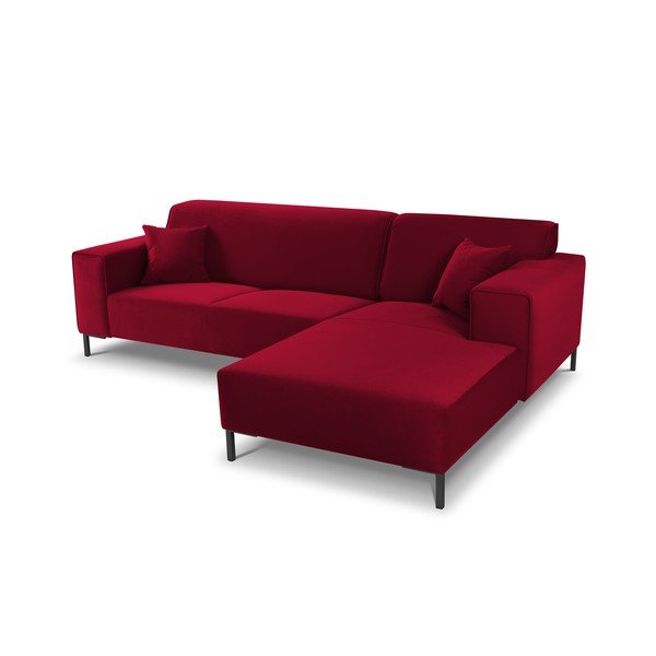 Červená sametová rohová pohovka Cosmopolitan Design Siena, pravý roh-image-4