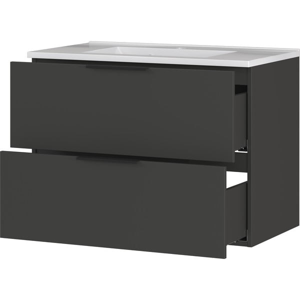 Mobile basso sospeso antracite con lavabo 81x61 cm Crandon - Germania-image-3