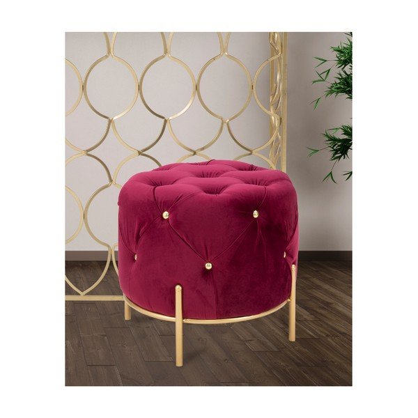 Sgabello Glam rosso bordeaux, ø 45 cm - Mauro Ferretti-image-1