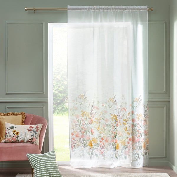 Tenda sottile bianca in voile 140x183 cm Countryside Floral – Catherine Lansfield