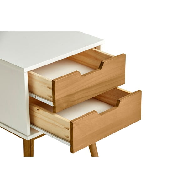 Comodino bianco e marrone in legno di pino massiccio Baku - Marckeric-image-4