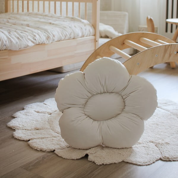 Tappeto per bambini color crema in cotone lavabile e tessuto a mano ø110 cm Gabrielle – Nattiot-image-4