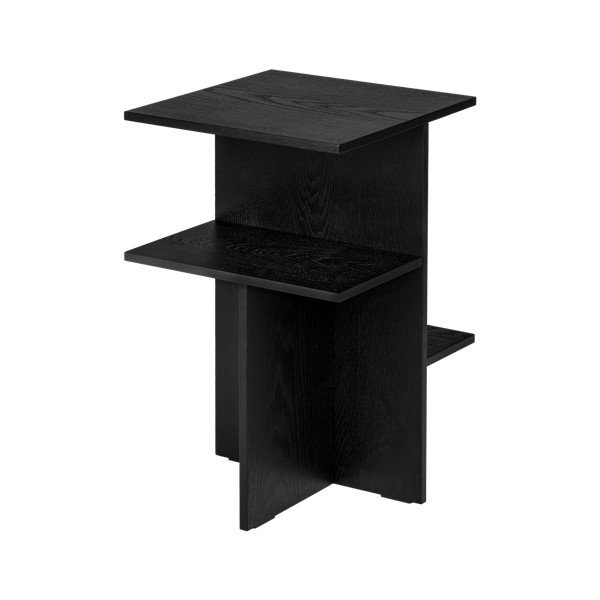 Comodino nero con effetto rovere con ripiani Atik – noo.ma-image-4