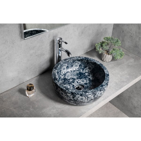 Lavabo rotondo in blu scuro in ceramica ø 41 cm Priori – Sapho-image-3
