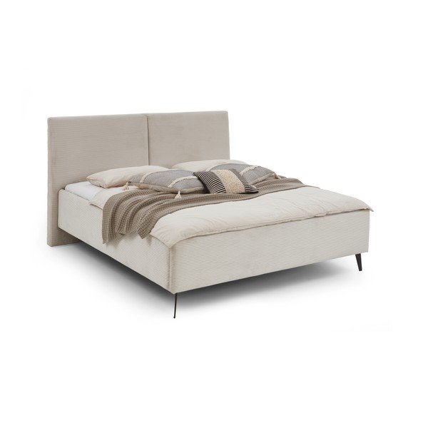 Letto matrimoniale imbottito beige con contenitore con rete inclusa 180x200 cm Lando – Meise Möbel-image-2