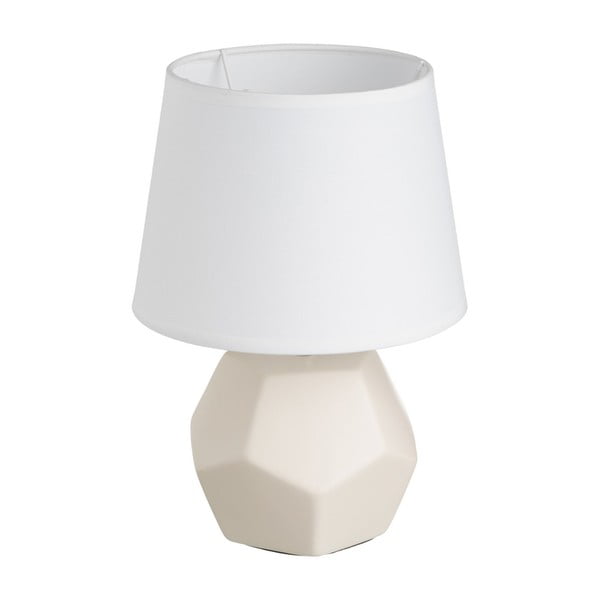 Lampada da tavolo in ceramica color crema con paralume in tessuto (altezza 26 cm) - Casa Selección