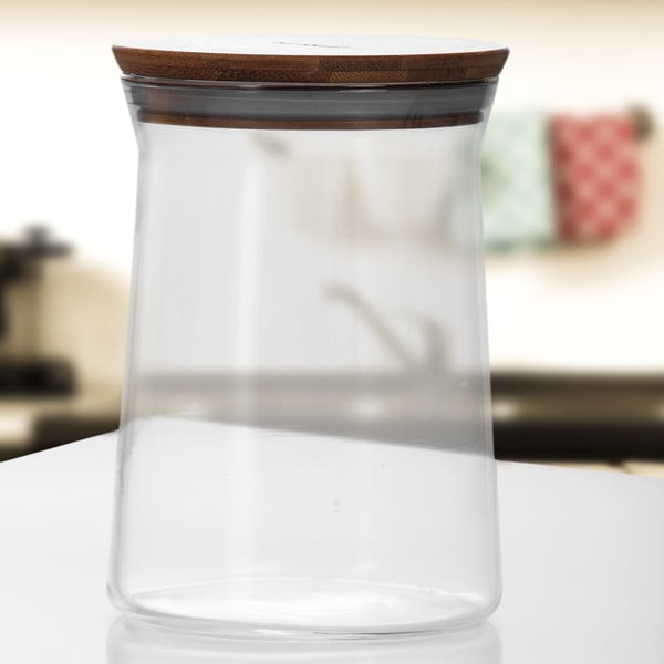 Vaso in vetro con coperchio in bambù , ⌀ 16 cm Olla - Bambum