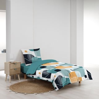 Set copripiumino e federa color foglia di tè in cotone per letto singolo 140x200 cm Sprint – douceur d'intérieur