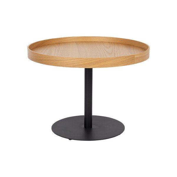 Tavolino da salotto rotondo di colore naturale con piano effetto rovere ø 56 cm Yuri M – White Label
