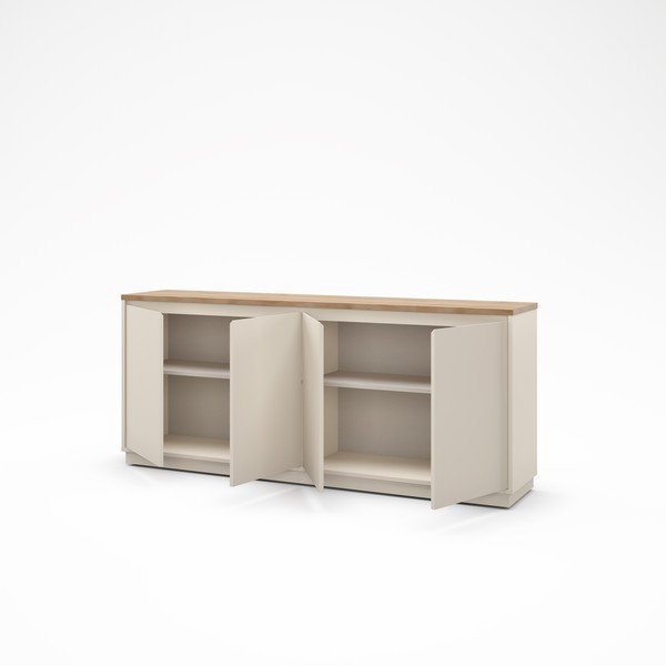 Cassettiera beige con effetto rovere 201x84x40 cm Loreta – Marckeric-image-4