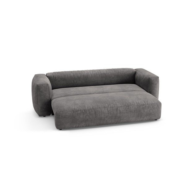 Divano componibile grigio allungabile con rivestimento in velluto 264 cm – Micadoni -image-4