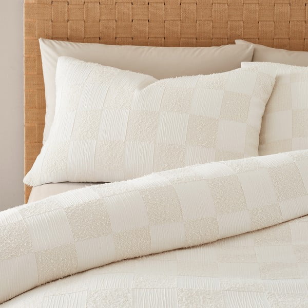 Biancheria matrimoniale estesa crema in bouclé 230x220 cm Cosy Checkerboard - Catherine Lansfield-image-2