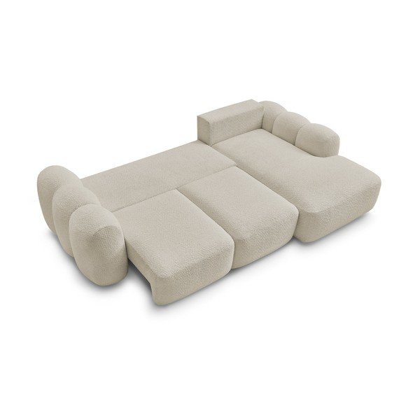 Divano angolare beige allungabile/con contenitore (con penisola a destra/con chaise lounge) con rivestimento in bouclé Montaigne – Bobochic Paris-image-4