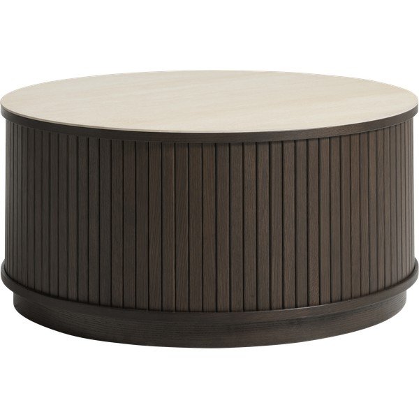 Tavolino da salotto rotondo colore naturale scuro con piano in ceramica ø 85 cm Enna – Unique Furniture-image-4