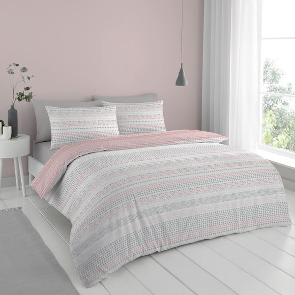 Biancheria da letto rosa-grigio 200x135 cm Banded Spots - Cloudsoft-image-2
